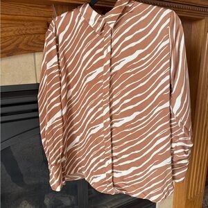 a new day Brown and White Zebra Print Blouse
